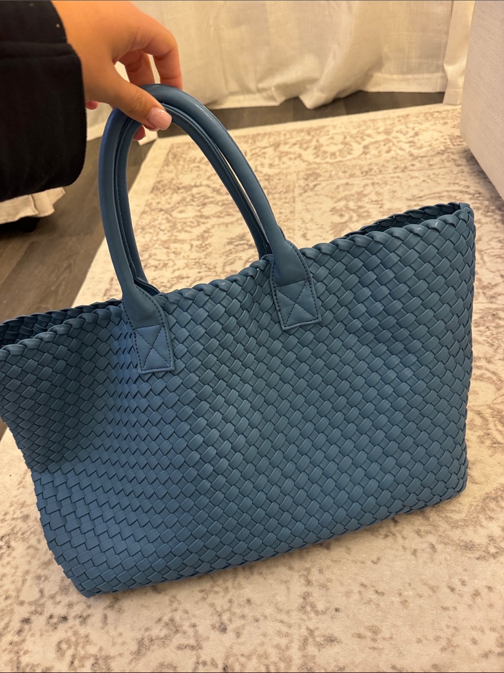 Urban Expressions Woven Tote in Teal Blue